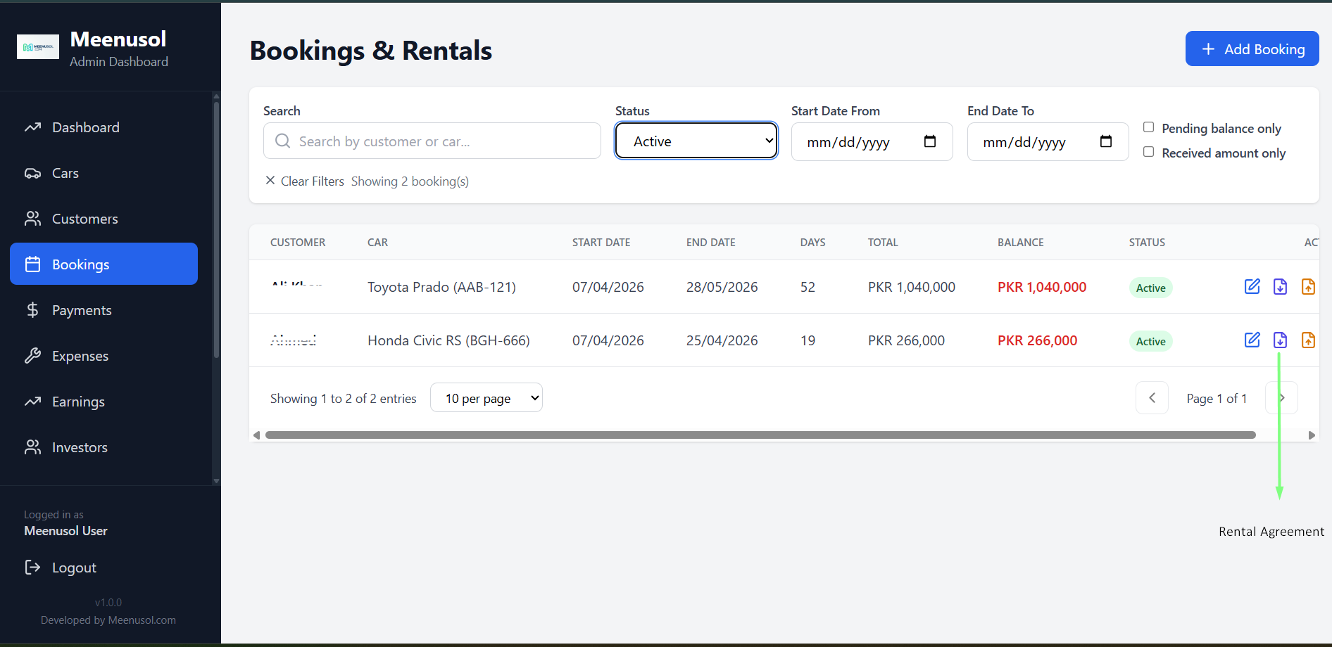 Car rental system screenshot 4